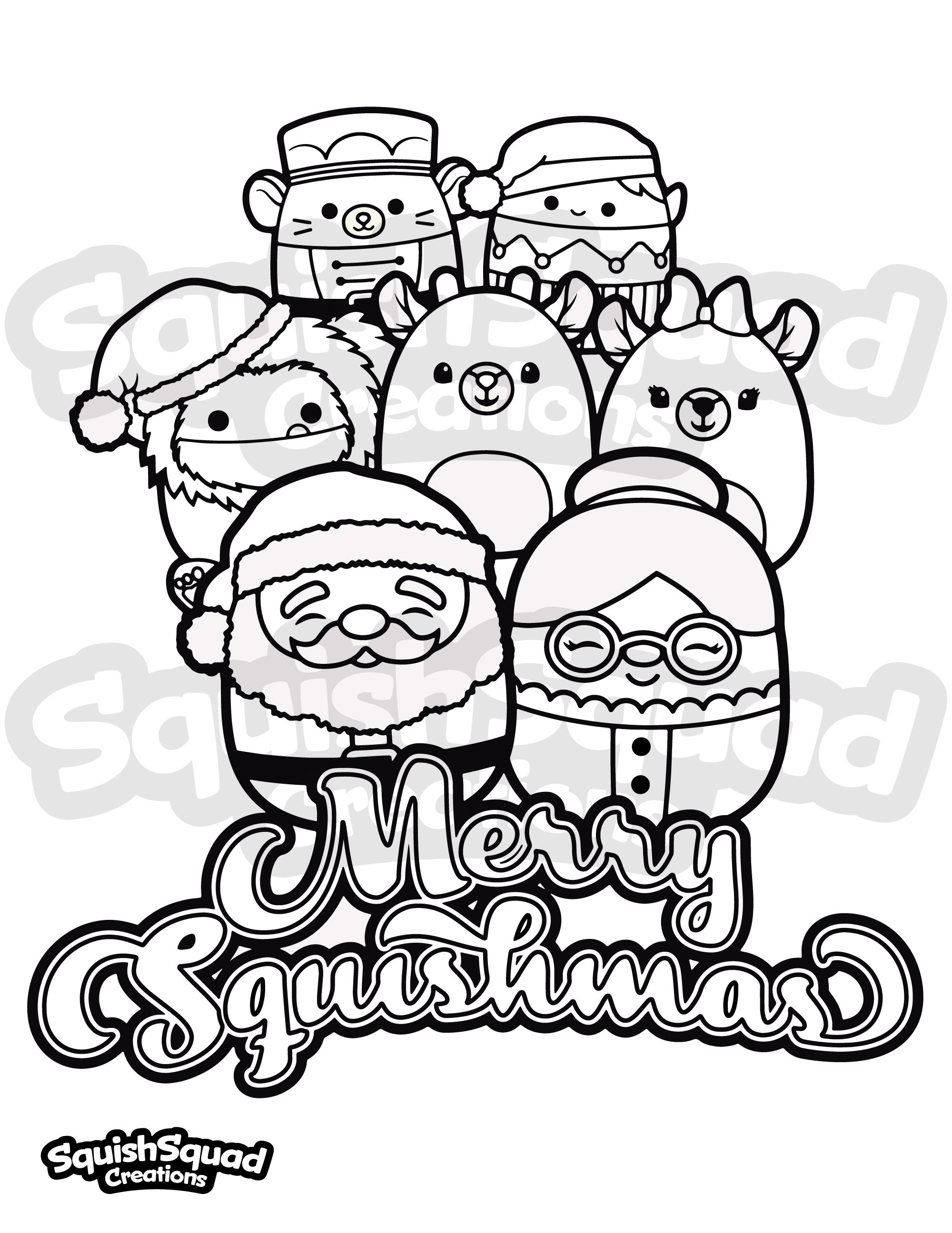 Squishmallow merry squishmas cute christmas coloring page printable coloring page downloadable coloring sheet coloring page for kids