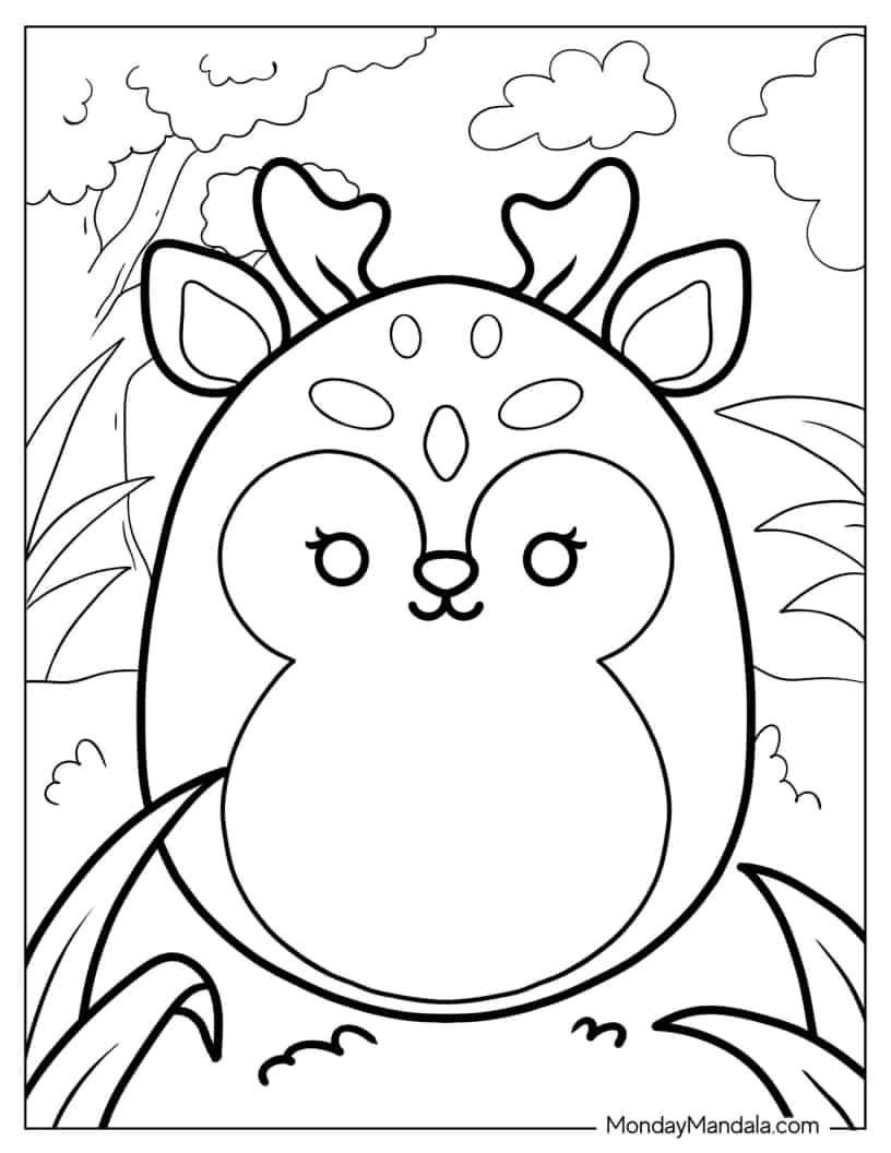 Squishmallow coloring pages free pdf printables deer coloring pages coloring pages elephant coloring page