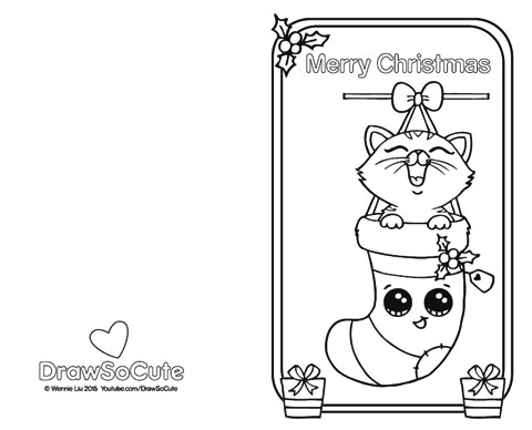 Christmas stocking coloring page â draw so cute