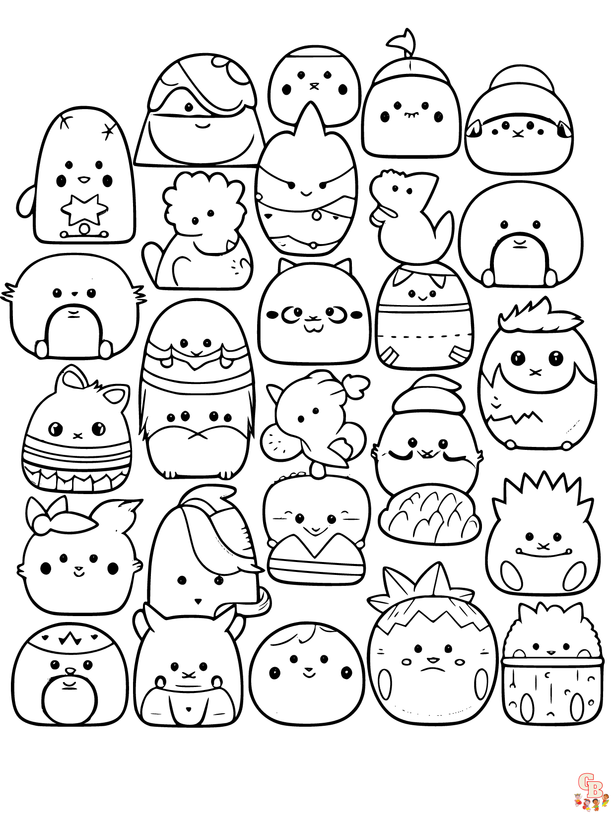 Squishmallows coloring pages for kids free printable sheets