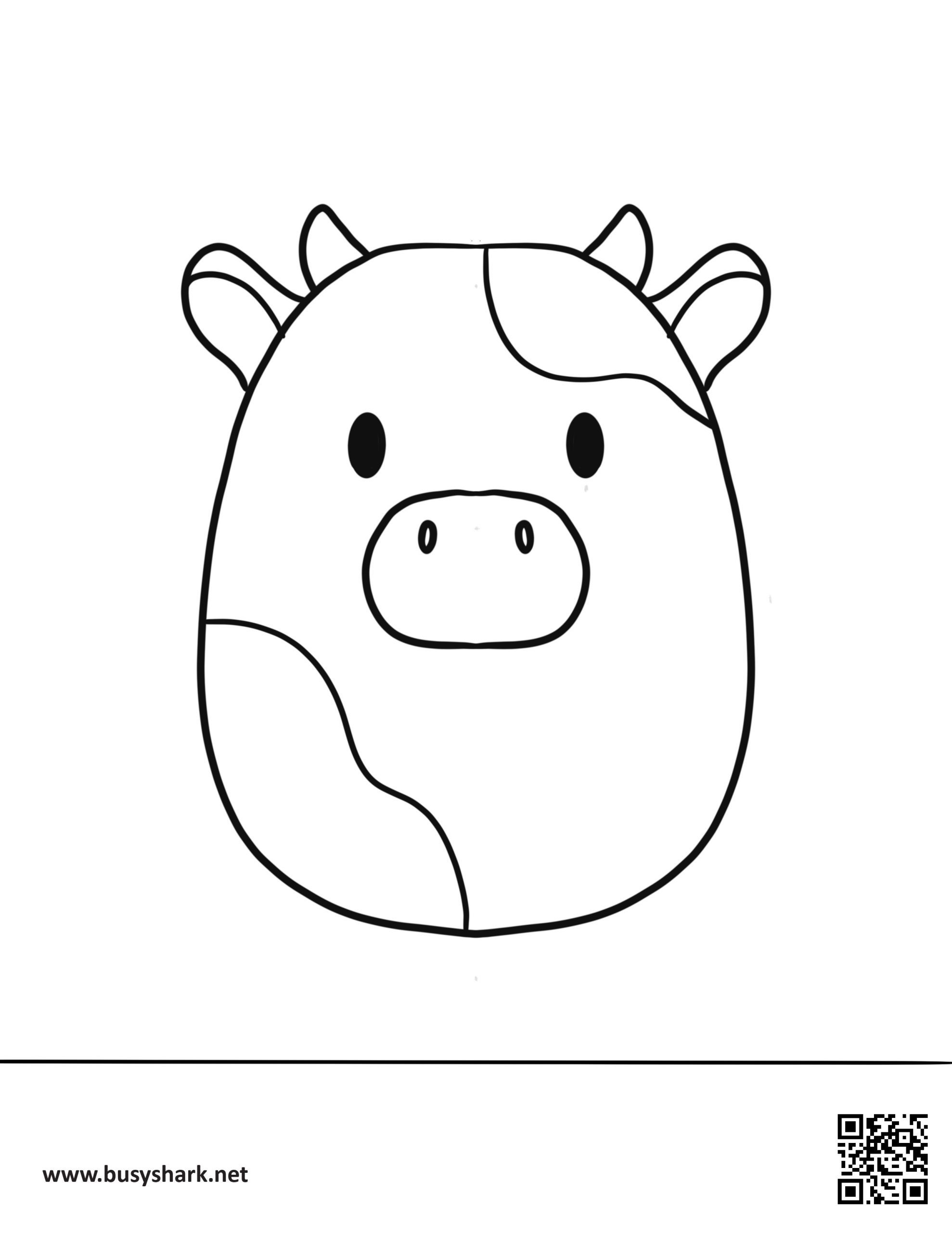 Connor the cow squishmallow free coloring page