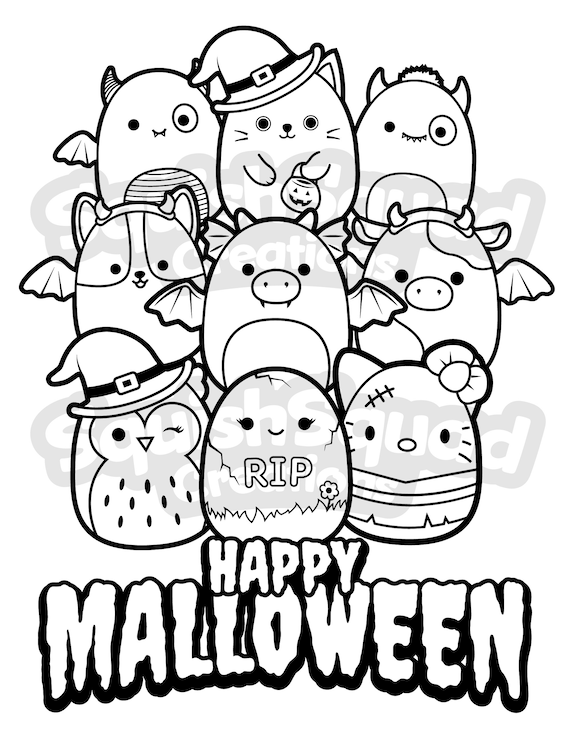 Squishmallow happy malloween coloring page printable coloring page squishmallow downloadable coloring sheet coloring page for kids