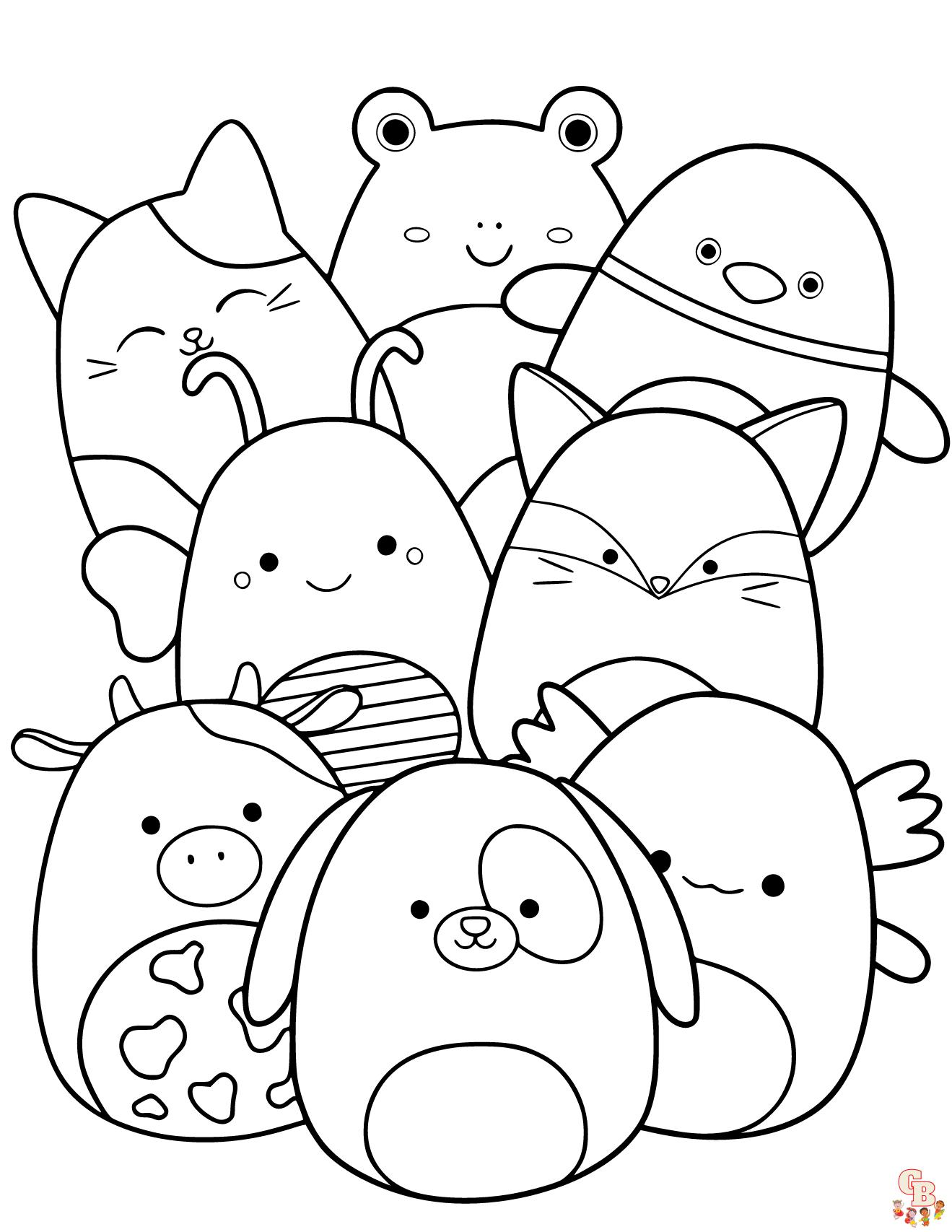 Squishmallows coloring pages for kids free printable sheets