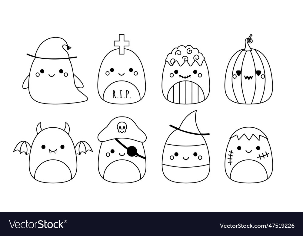 Halloween squishmallow coloring page royalty free vector