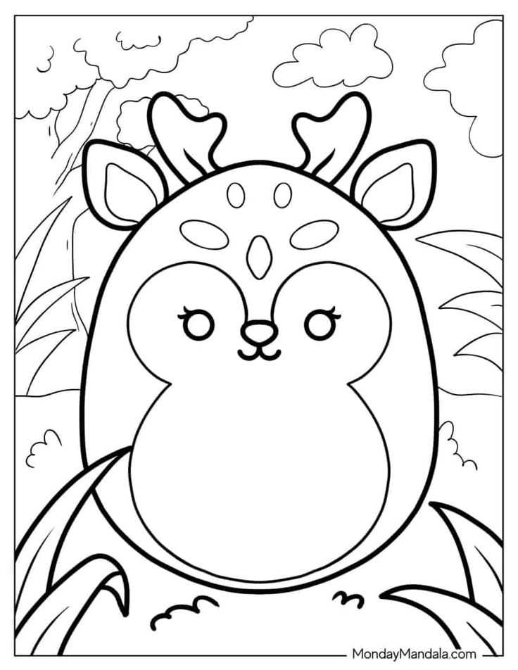 Squishmallow coloring pages free pdf printables deer coloring pages coloring pages elephant coloring page