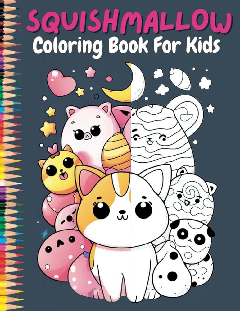 Perfect christmas gift squishmallow coloring book for kids cute kawaii squishies animals activity book for girls and boys ages