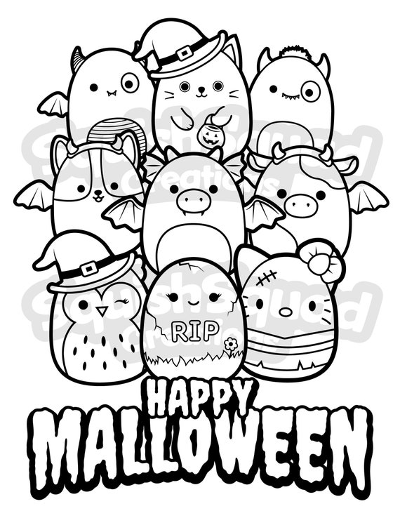 Squishmallow happy malloween coloring page printable coloring page squishmallow downloadable coloring sheet coloring page for kids