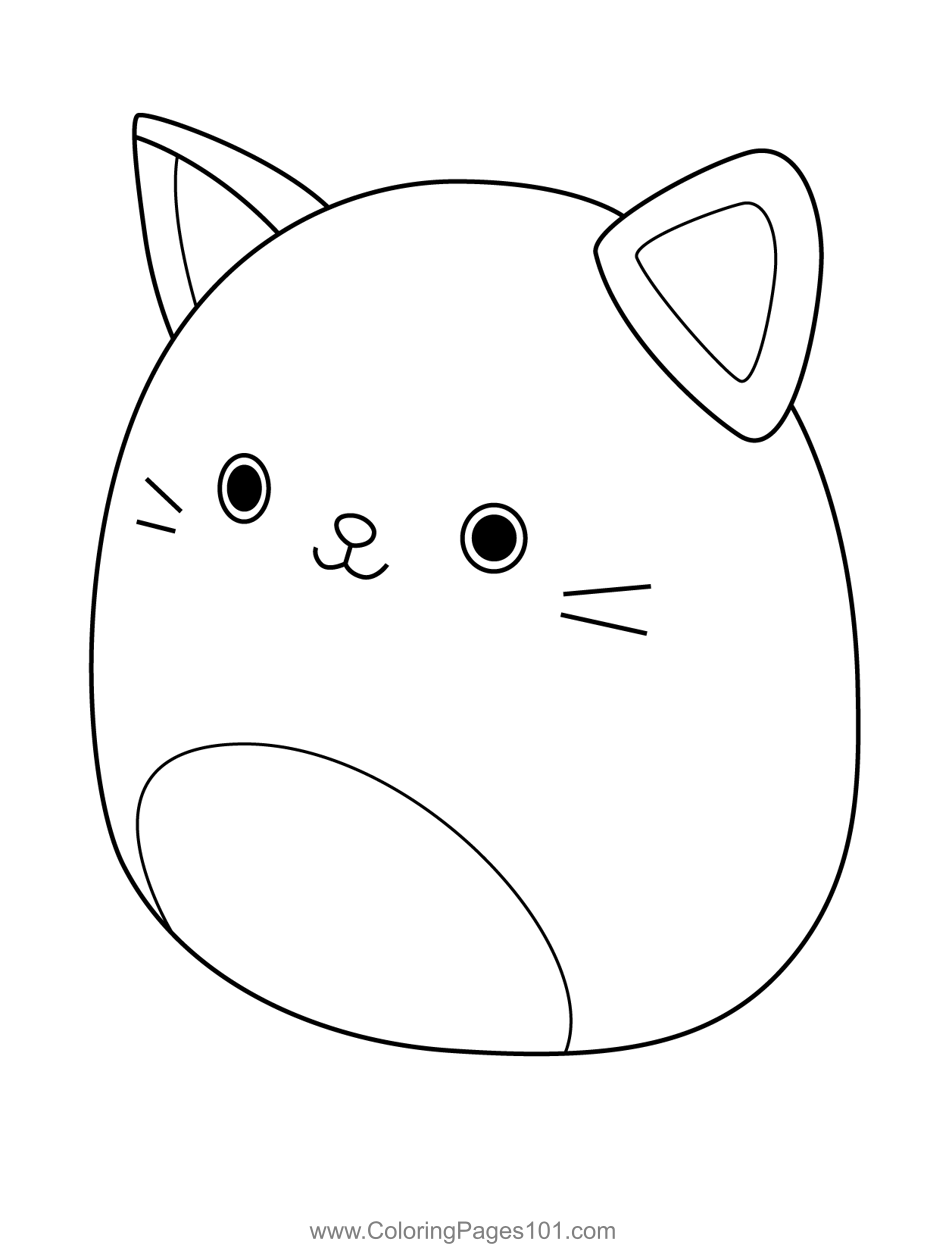 Autumn the black cat squishmallows coloring page for kids