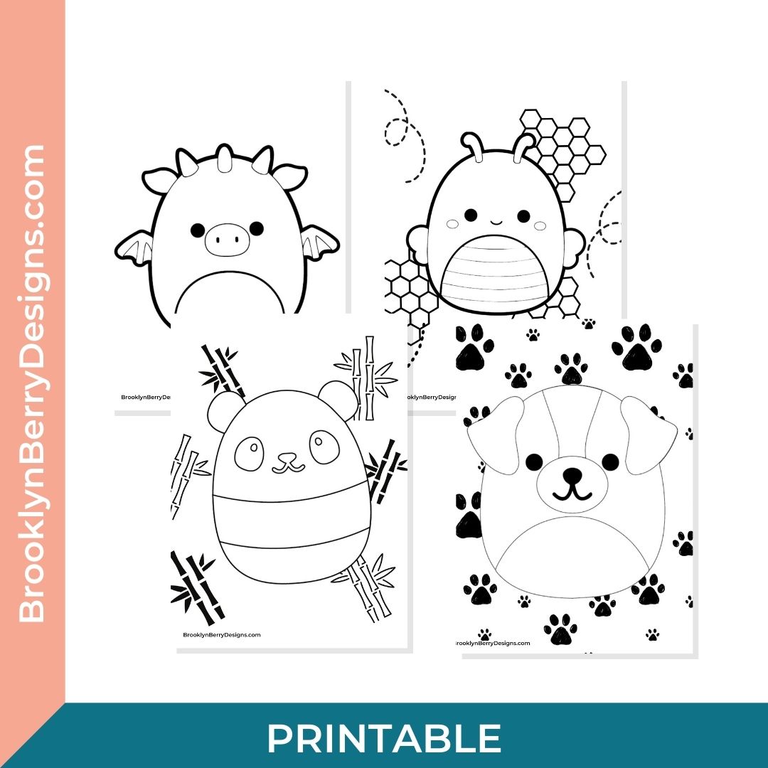 Squishmallow coloring pages â brooklyn berry designs