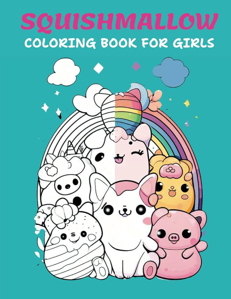 Squishmallow coloring book for girls kawaii squishies high quality coloring pages stuffed animals activity book gift for kids ages