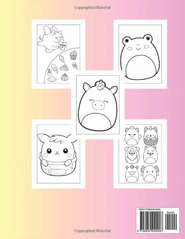 Squishsquad coloring book cute kawaii squishies squishy animals gift for kids girls boys ages