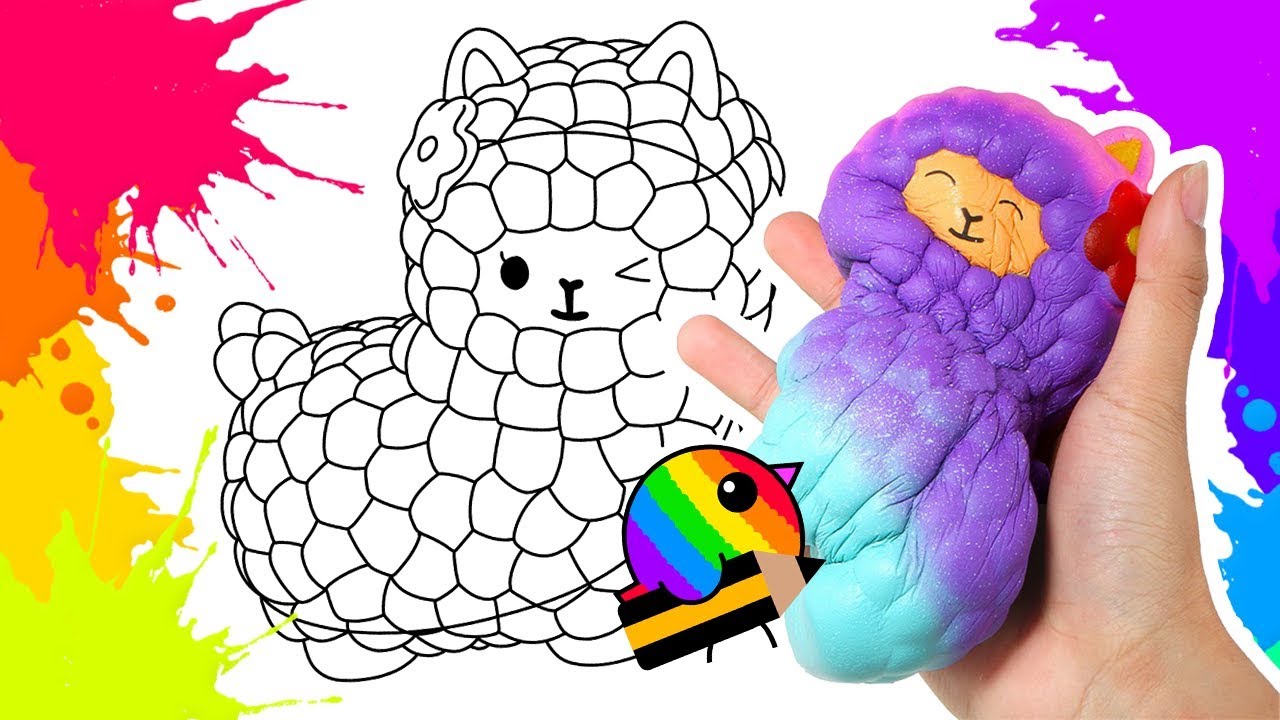 Drawing and coloring squishy alpaca