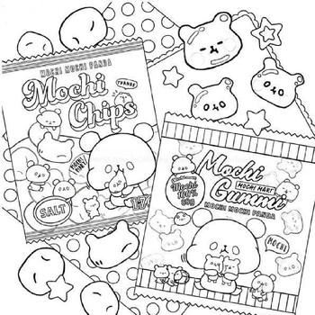 Kawaii mochi coloring pages super cute mochi coloring pages gift for kids