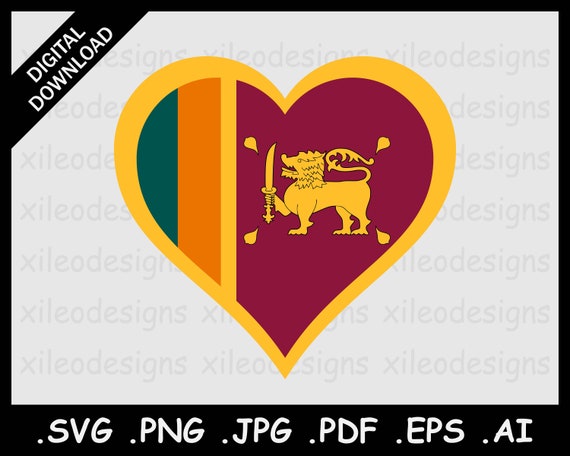 Sri lanka heart flag svg ceylon love shape country national