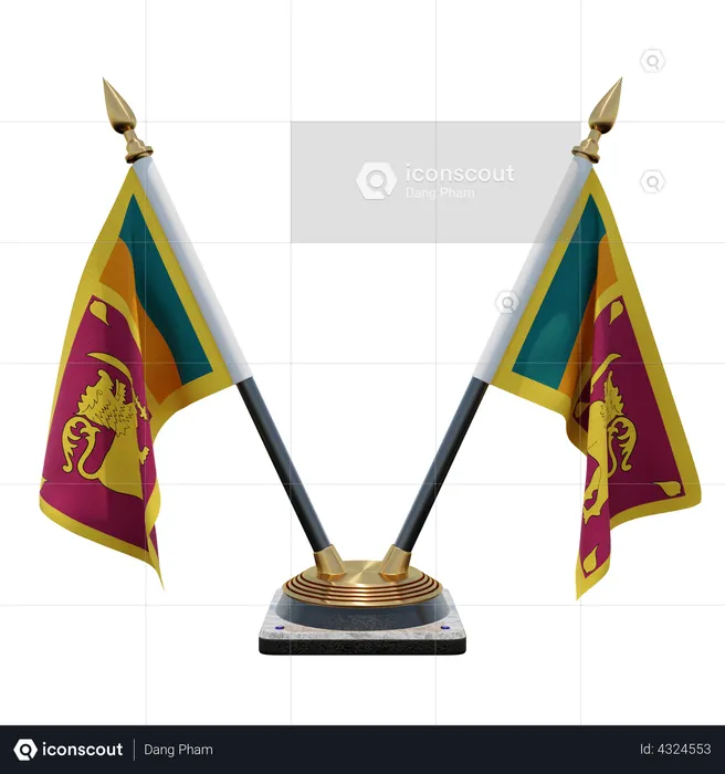 Sri lanka double desk flag stand flag d illustration download in png obj or blend format