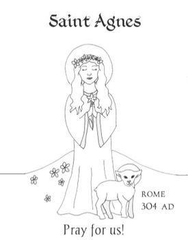 St agnes worksheets prayer cards coloring sheets papercraft tpt