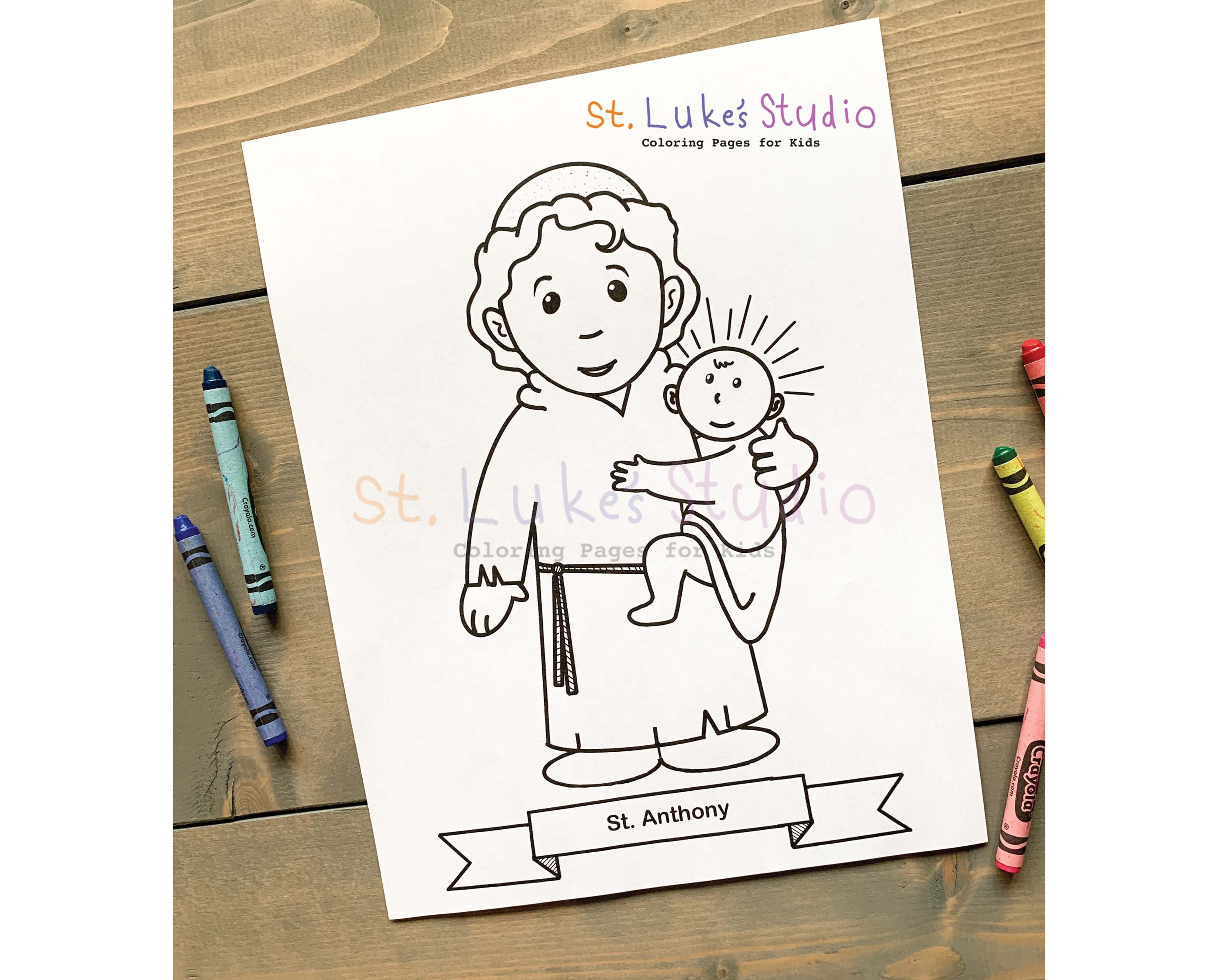 St anthony of padua coloring page for catholic kids digital download print yourself and color