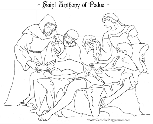 Saint anthony of padua coloring page june th â catholic playground
