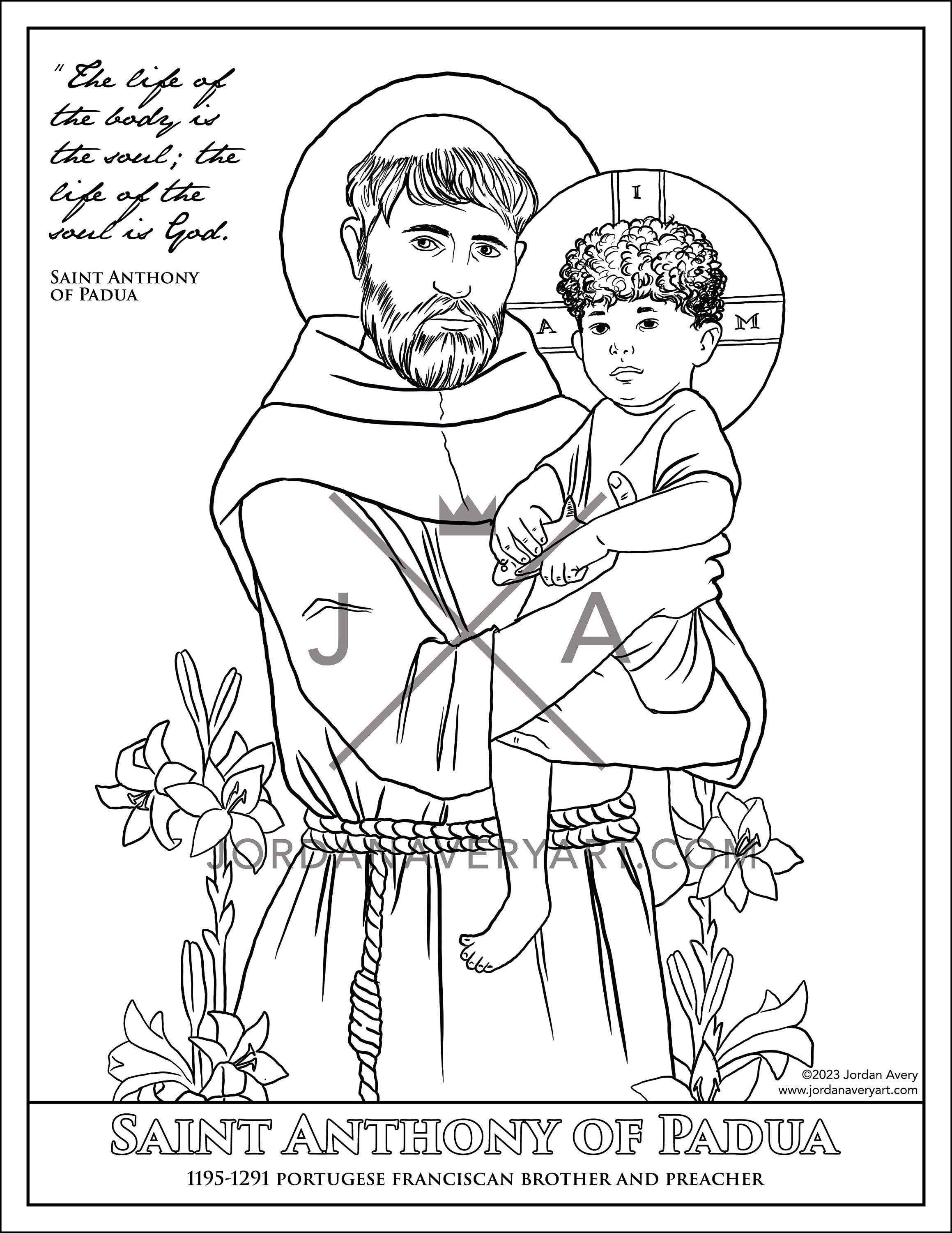 Saint anthony of padua coloring page