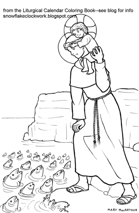 Snowflake clockwork st anthony coloring page