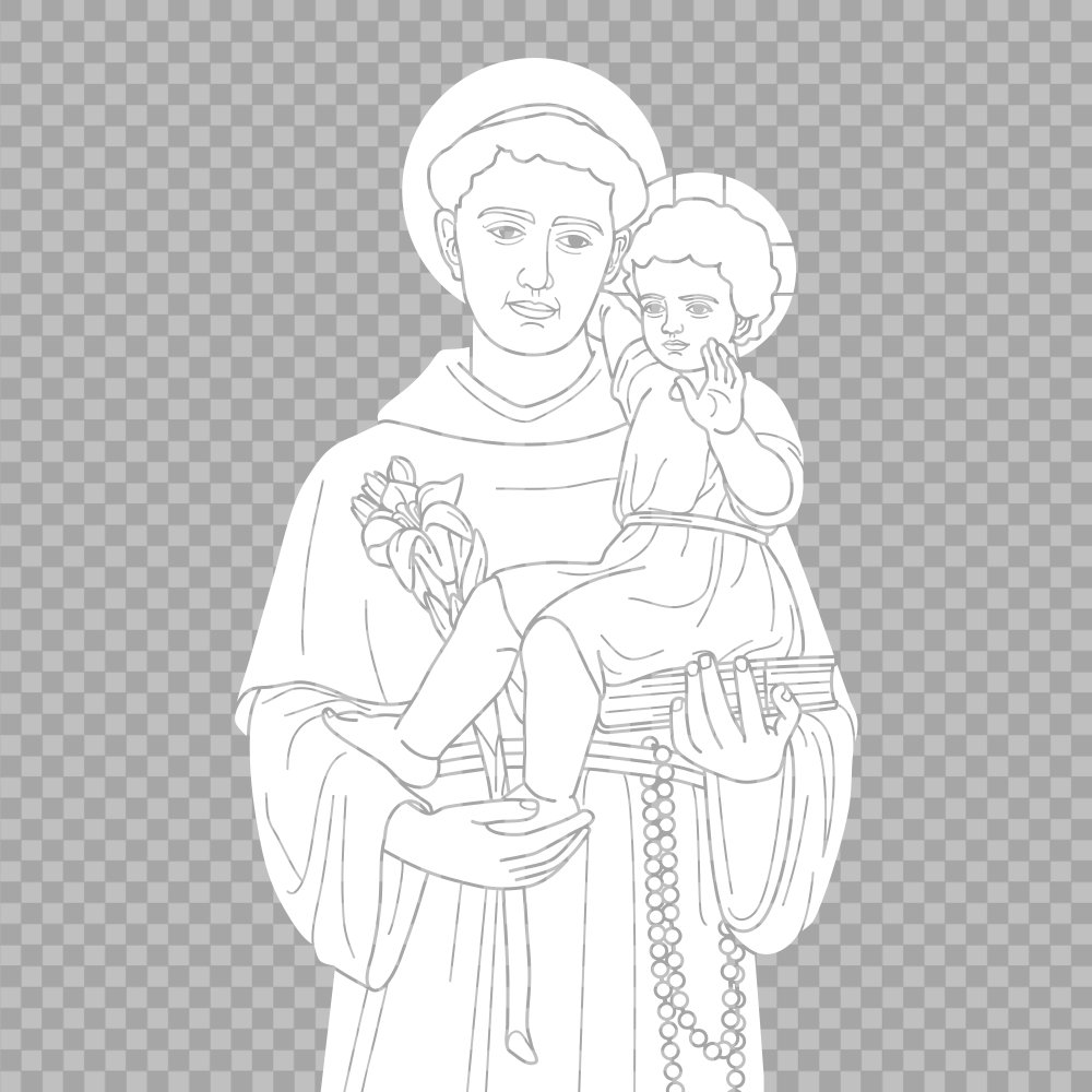 Saint anthony of padua free download monochrome illustration with no background in png