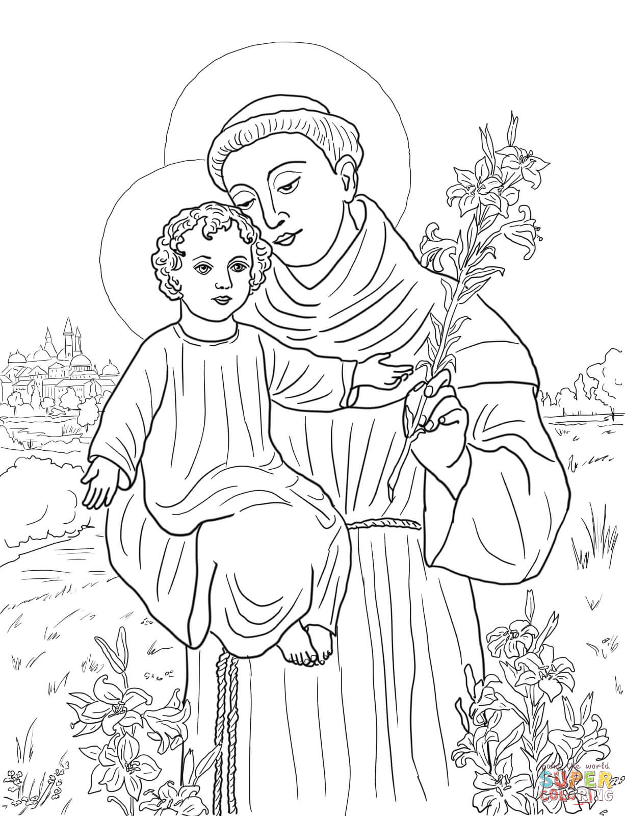 St anthony of padua coloring page free printable coloring pages