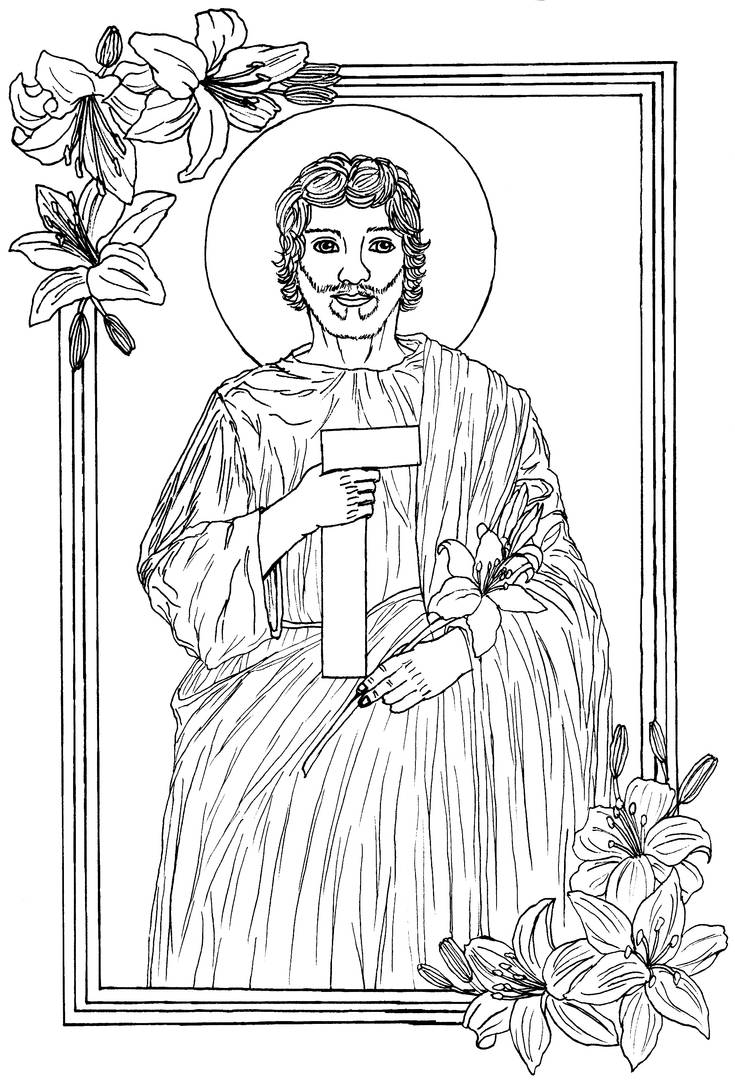 Free saint joseph the worker coloring page by szynszyla