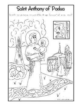 Saint anthony of padua hidden pictures by catholic kids tpt