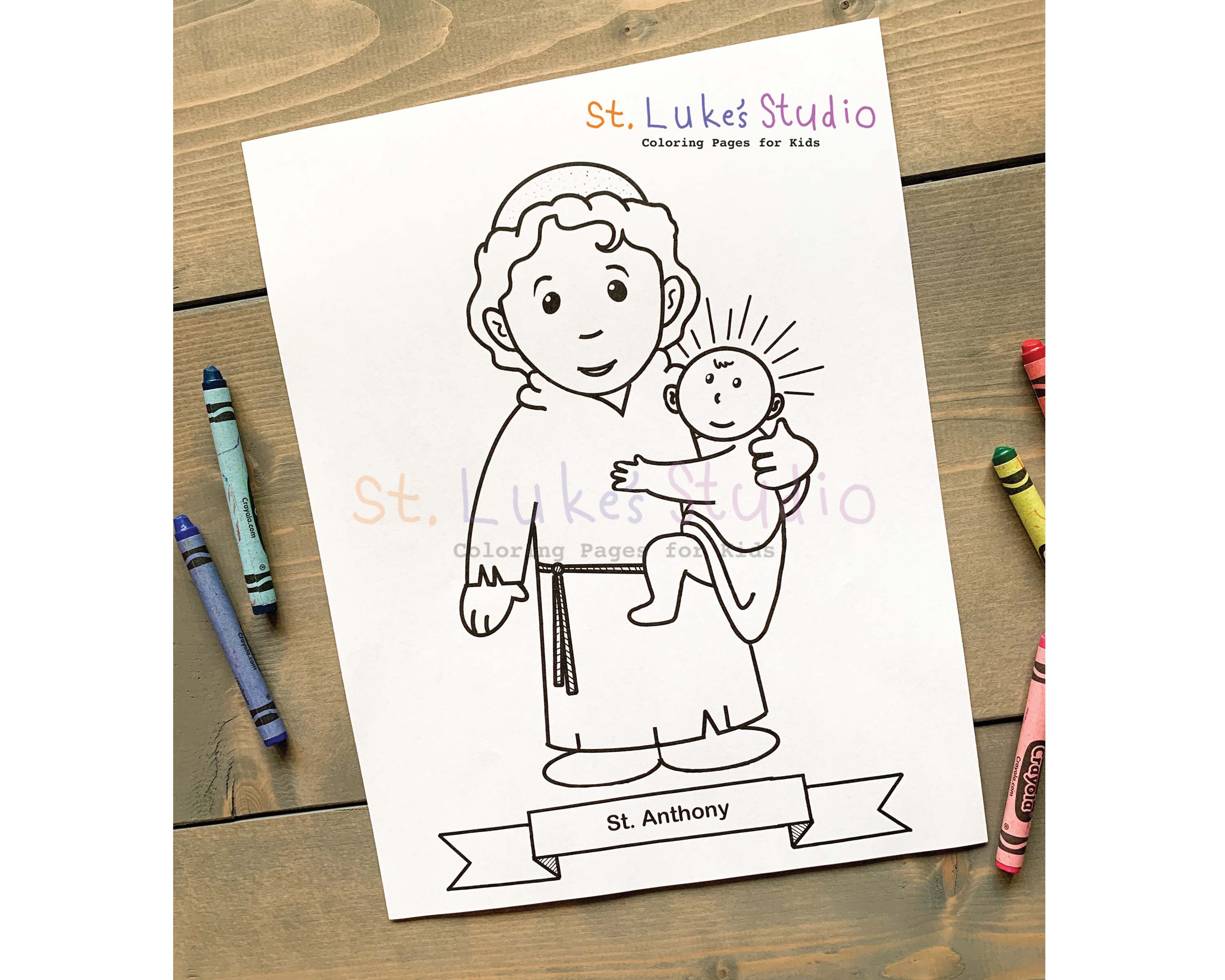 St anthony of padua coloring page for catholic kids digital download print yourself and color download now