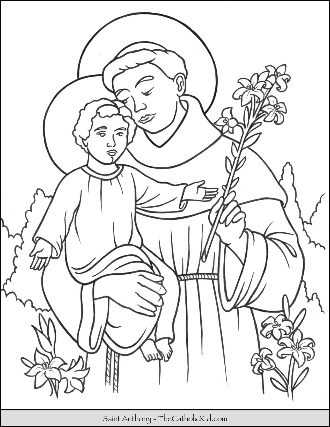 Saint anthony coloring page