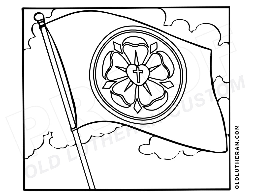 Luther rose flag coloring sheet