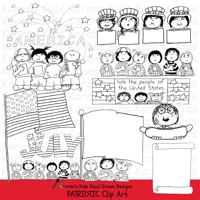 Clip art patriotic kids karens kids clipart â karens kids studio