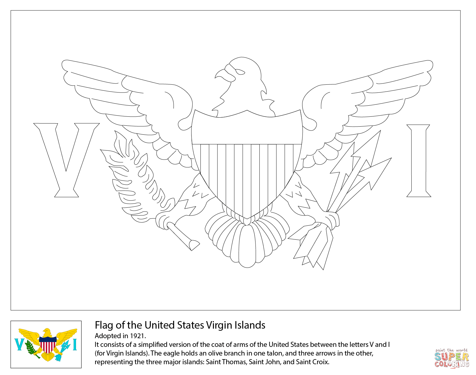 Flag of the united states virgin islands coloring page free printable coloring pages