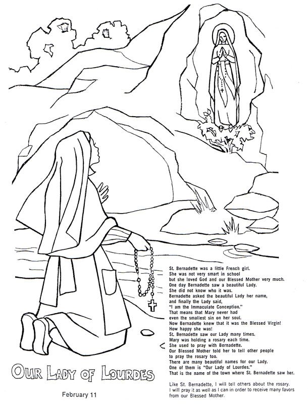 Our lady of lourdes colouring page colouring pages our lady of lourdes st bernadette of lourdes