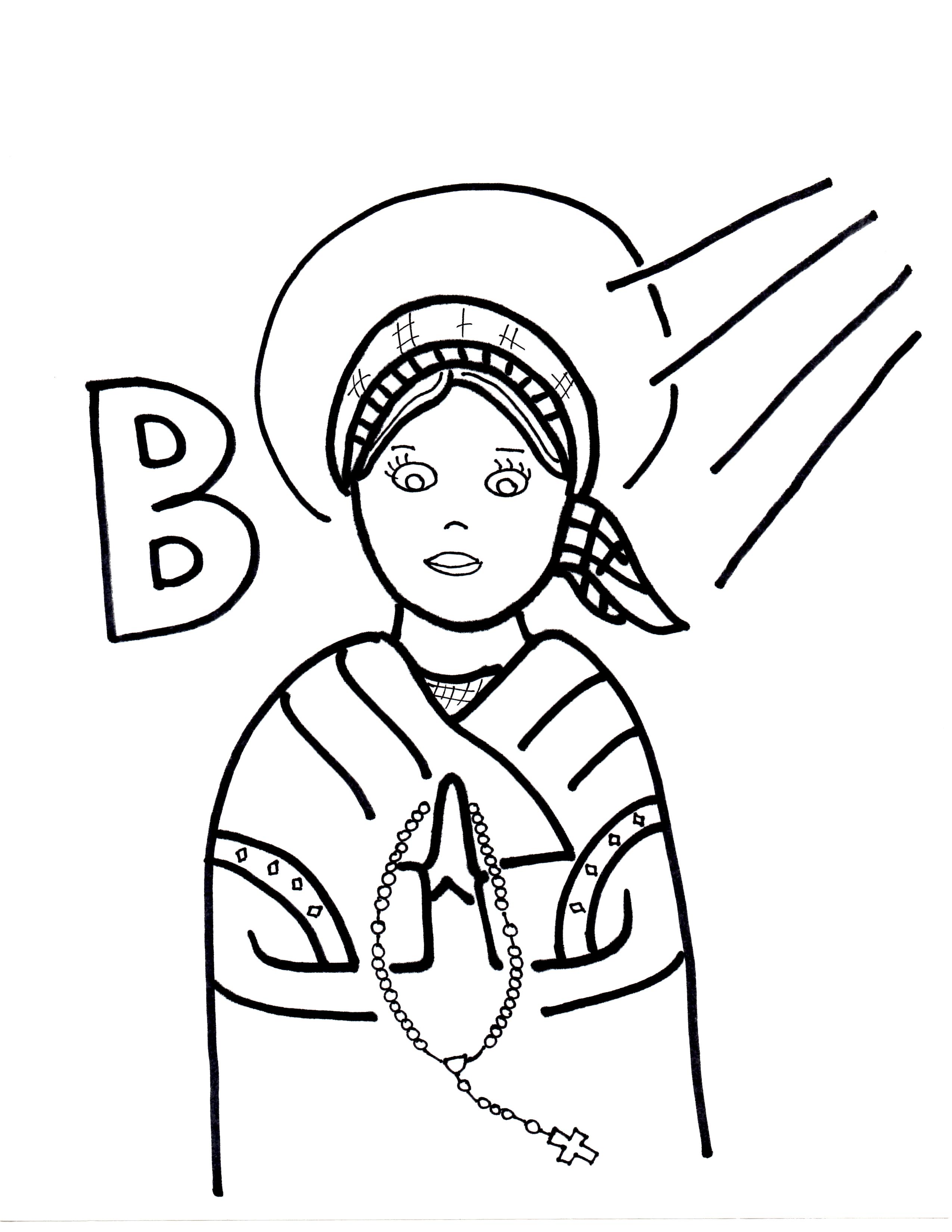 B is for st bernadette saints to color