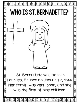 Saint bernadette by countless smart cookies tpt