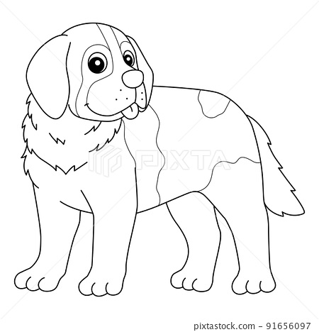 Saint bernard dog isolated coloring page for kids