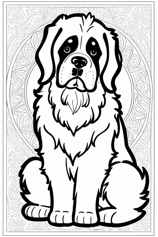 Create a coloring page of saint bernard