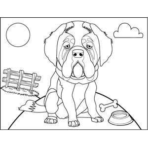 Sad st bernard coloring page