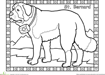 St bernard worksheet education puppy coloring pages dog coloring page bernard