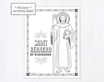 Catholic coloring page saint bernard of clairvaux catholic saints printable coloring page digital pdf