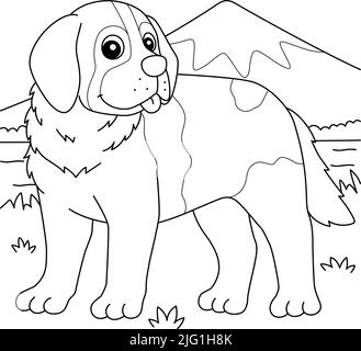 St bernard dog vector hand drawing illustration in black color isolated on white background stock vector image art