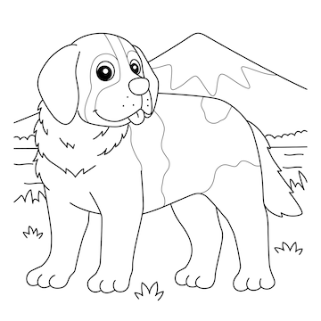 Premium vector saint bernard dog coloring page for kids