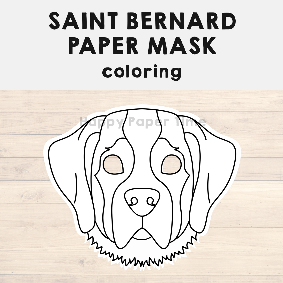 Saint bernard paper mask printable dog animal coloring craft activity made by teachers