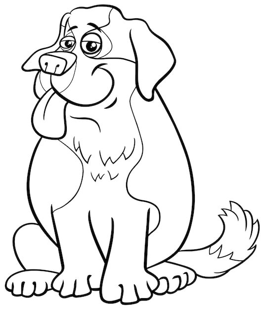 Premium vector cartoon saint bernard purebred dog character coloring page