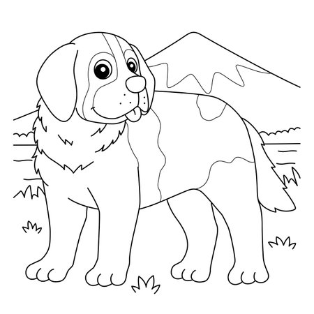 Saint bernard dog coloring page for kids