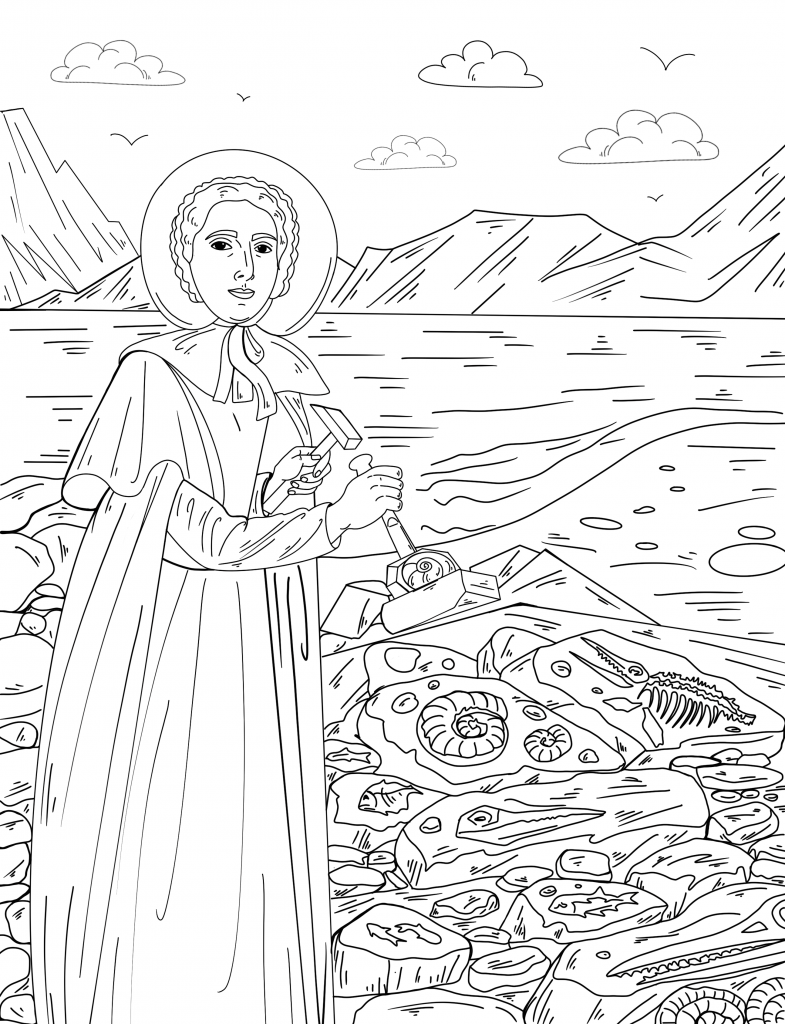 Mary anning free printable coloring page trailblazing women lgbtq folks