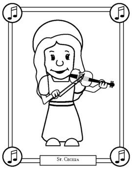 St cecilia catholic saints coloring book page by ladybug learning store