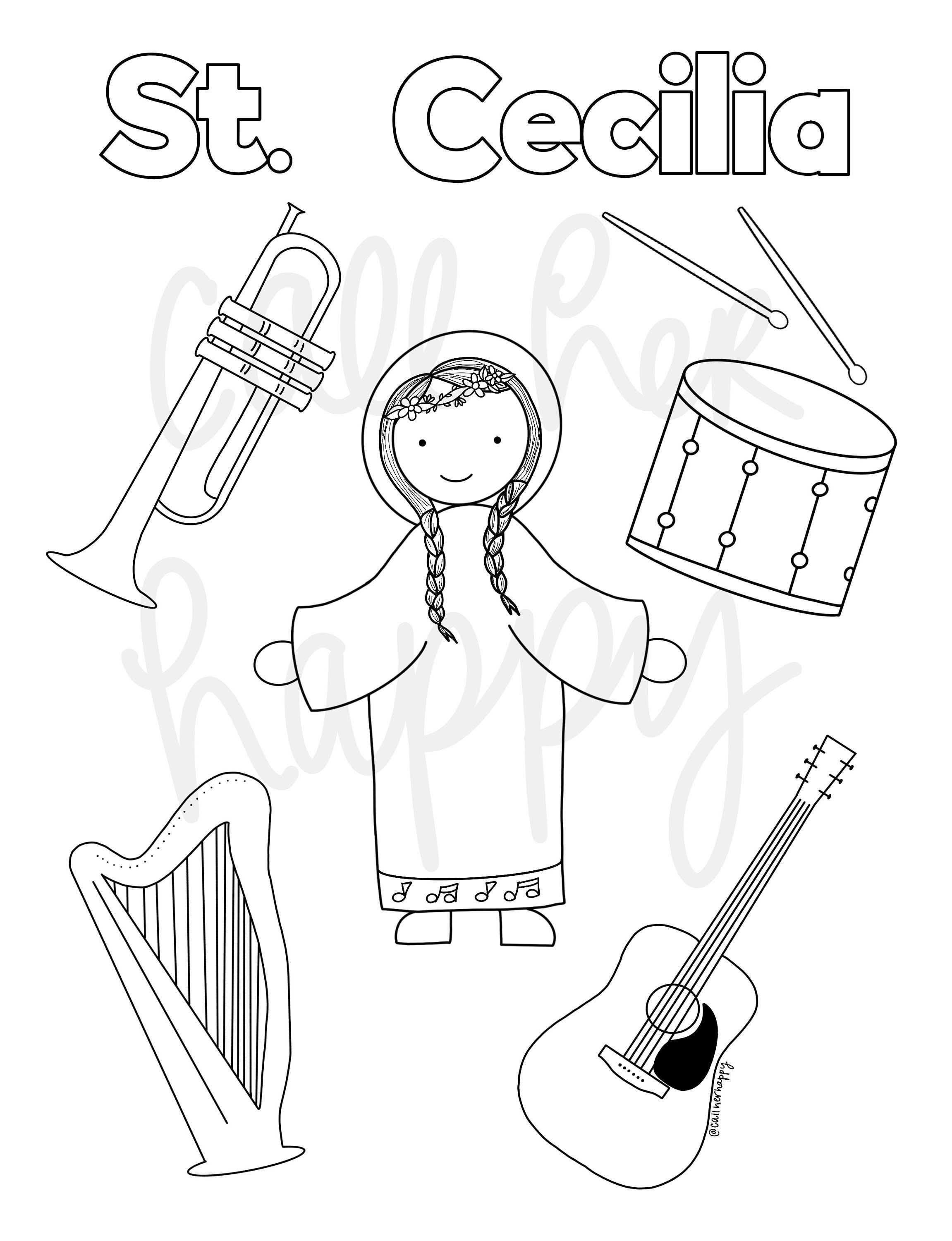 St cecilia music class coloring page sheet liturgical year