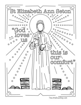 St elizabeth ann seton coloring page by the little rose shop tpt